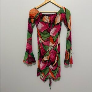 Glam Date Night Rave Festival Multicolor Abstract Women's Dress Size Large